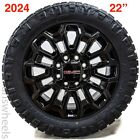 4 New 2024 GMC Sierra HD 2500 3500 22” Factory OEM Black Wheels Rims Nitto Tires