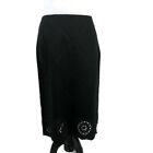 Ecologie Women's Pencil Skirt Size 6 Eyelet Midi Linen Blend Black Brown