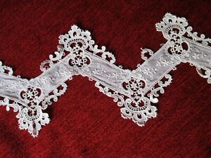 Antique Schiffli 1900-1910 Embroidered Lace and Lace In Between 1.1m x 13cm