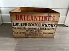 Vintage ballantine whiskey wooden box Advertising old Box Crate Scotland