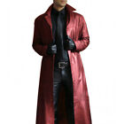Fashion Mens Slim Jackets Coats Faux Leather Lapel Collar Long Trench Outwear