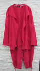 FENINI Artsy Begonia Pink Linen Draped Jacket Funky Cropped Pants Set Outfit 1X