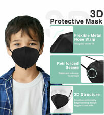 10/50 Pcs Black KN95 Protective 5 Layer Kids Face Mask BFE 95% Disposable Masks