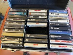 Lot of Vintage Rock Cassette Tapes  And Case