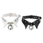 Punk Choker Collar Necklace with Bell PU Leather for Women Girls New Year