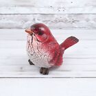 Decorative Resin Bird Red White Crackle Finish Tabletop Decor