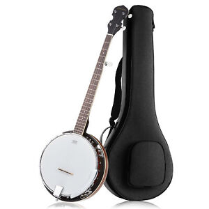 5-String Left Handed Banjo 24 Bracket with Closed Solid Back & Geared 5th Tuner