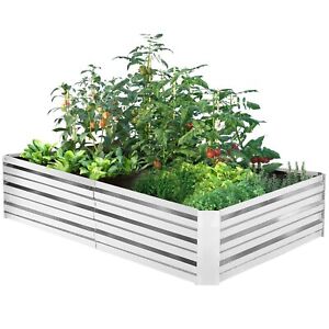 Galvanized Garden Bed, 8x4x1ft Outdoor Raised Garden Bed for Vegetables Flowers