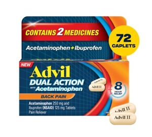 Advil Dual Action Back Pain Ibuprofen 72 Caplets/250Mg Ex2026 Same Day Shipment