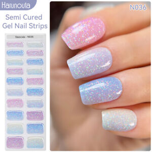 Harunouta 20Tips Semi-cured Gel Nail Wraps Long Lasting Nail Sticker Manicure
