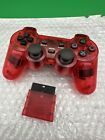 PS2 PS1 Wireless 2.4GHz Dual Vibration Controller Transparent Red