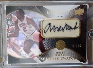 Moses Malone 2007-08 Upper Deck UD Exquisite Scripted Swatches Patch Auto /15