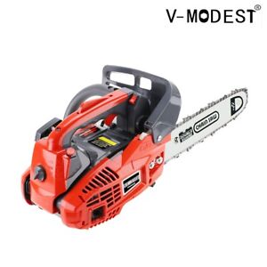 25.4cc Gas Top Handle Chainsaw with 12'' Bar Chain 2-Stroke Engine Cut Tree Wood