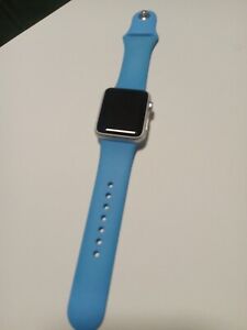 New ListingApple Watch 7000 Series 38 mm Aluminum Case Sky Blue Sport Band No Cord Untested