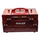 Vintage Singer Cute Wooden Fold Out Small Sewing Notion Box Handle
