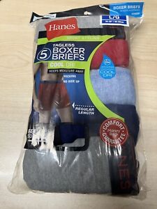 Hanes Boxer Briefs Men's Soft Cool-Dri Sport Styling  underwear Large 5 pack