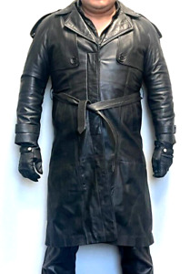 Deerskin Black Leather Unisex Trench Coat Size Medium