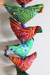 Indian Traditional 15 Fabric Birds Tota Door Hanging String Decoration Ornaments