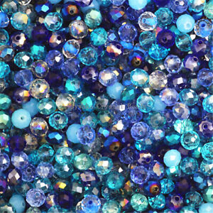 Blue Multicolor 2mm 4mm 6mm 8mm Rondelle Beads faceted Crystal Beads Glass Beads