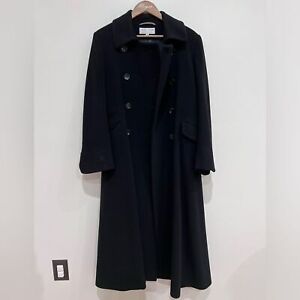 Larry Levine Vintage Lambswool Cashmere Long Black Double Breasted Trench Coat 8