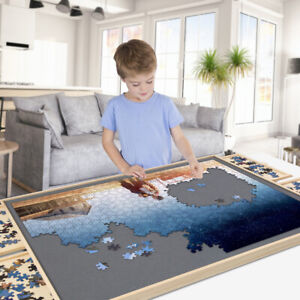 Rotating Puzzle Board w/ Sorting Drawers & Cover 1500 Pieces Jigsaw Felt Surface