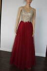 CHICAS Formal Gold Burgany Tulle Gown Long Prom Evening Dress Size S