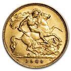 1902-1910 Great Britain Gold 1/2 Sovereign Edward VII AU