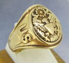 Retro 10k Yellow Gold Men's US Army Military Ring Size 10