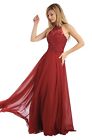 Clarisse Burgundy Prom Halter Dress Womens Size 14 NWT $286 Lace Appliqués 3528
