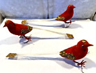 New ListingVintage 1950s Set of 3 Red Flocked and Footed Rare Bird Ornaments 8
