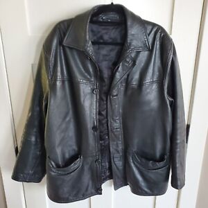 Mens Heavy Leather Jacket Removable Liner Size Large-XL 48