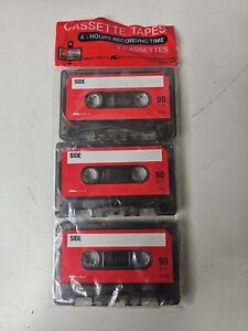 Vintage Sealed K-Mart 3 Pack 90 Minute Normal Bias Blank Cassette Tapes