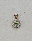 Vintage 925 Sterling Silver Yellow Gold Peridot and Diamond Pendant