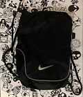 Nike Drawstring Bag Unisex Sports Black White Swoosh Nylon Cinch Bag