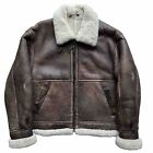 Vintage B3 Bomber Jacket XL 80s Military Leather Lambskin Shearling Outerwear