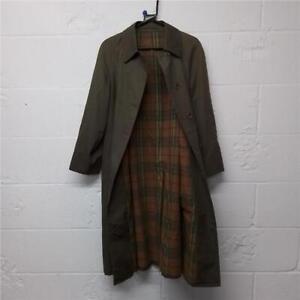 VINTAGE Khaki Green Burberry Mac / Overcoat / Trench Coat Large with Belt
