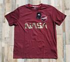 Alpha Industries NASA Reflective Logo Cotton T-shirt Burgundy - Mens Size XL New