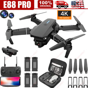 RC Drone With 4K HD Dual Camera WiFi FPV Foldable Quadcopter Aircraft +4 Battery