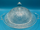 Vintage Anchor Hocking Sandwich Glass clear round Covered Butter Dish - A++