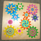 COLORFUL WOODEN SPINNING GEARS boys girls TOY LOTS OF FUN! WORKS!