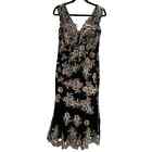 ROYAL QUEEN COLLECTIONS sz 12 L black gold embroidered corset  mermaid gown B146