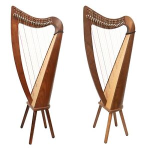 22 String Irish Claddagh Harp, Celtic Irish Lever Harp Roundback by Muzikkon