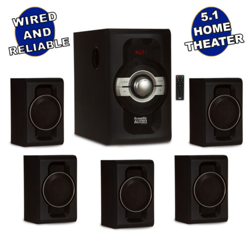 Acoustic Audio 5.1 Bluetooth 6 Speaker System Home Theater Surround Sound NEW