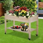 Raised Garden Bed Wood Elevated Outdoor Planter Box with Wheels 48x23x32 Inch