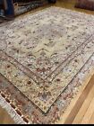 10’5”x6’7Tabrize Oriental rug wool SILK hand-knotted  Taupe Gray, Gold