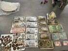 vintage foreign money lot, paper bills and coins over 65 pieces! rare and old