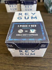 12x Rev Energy Gum POLAR MINT Caffeine Gum 60mg Ea X 72 pcs FREE SHIP Sugar Free