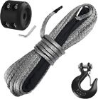 3/16 In x 50 Ft Synthetic Winch Rope 8,350LBs Line Cable with Hook Stopper Gray