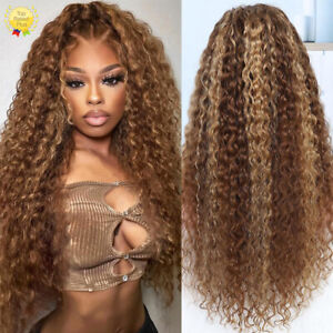 Highlight Ombre 13×4HD Lace Front Wig Human Hair 5/27 Honey Blonde Deep Wave Wig