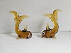 Vintage pair MCM handcrafted blown glass gold fish